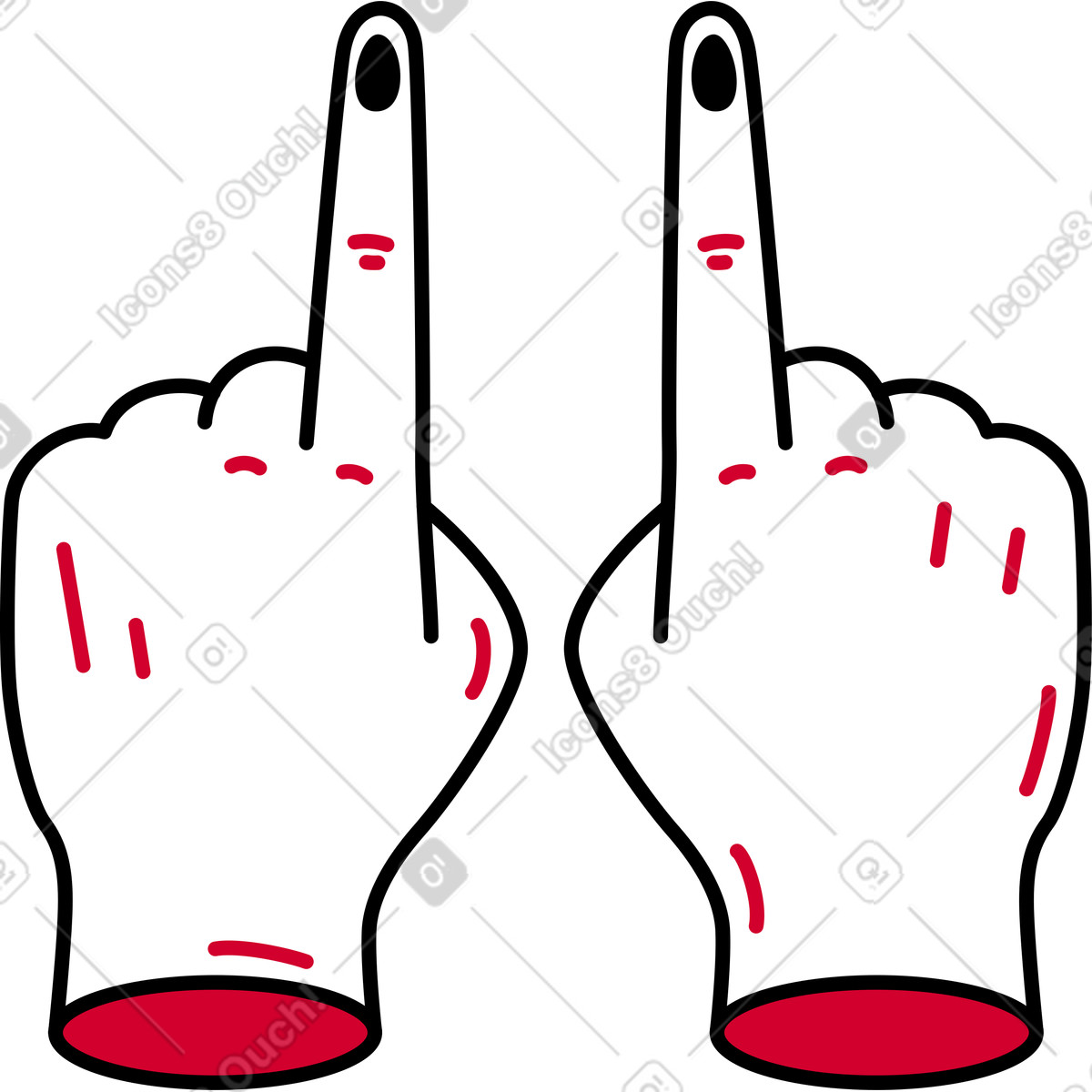 Illustration Deux mains avec les doigts levés dans le style Ruby à télécharger aux formats PNG, SVG