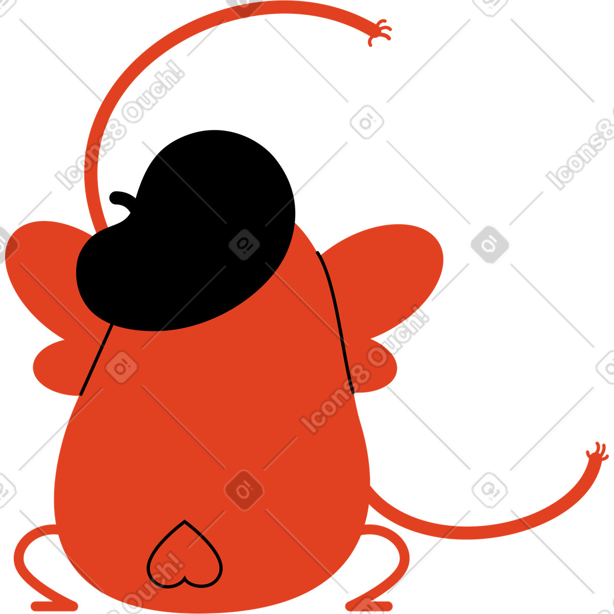 Red character with big ears draws illustration in Jelly style download in PNG, SVG