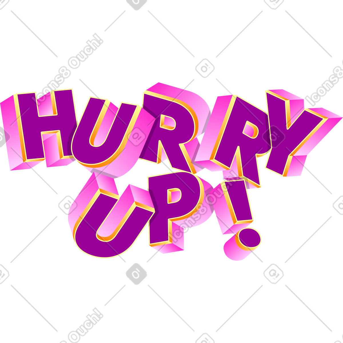 Ilustración Letras ¡date prisa! en texto de estilo tridimensional Lettering a descargar PNG y SVG