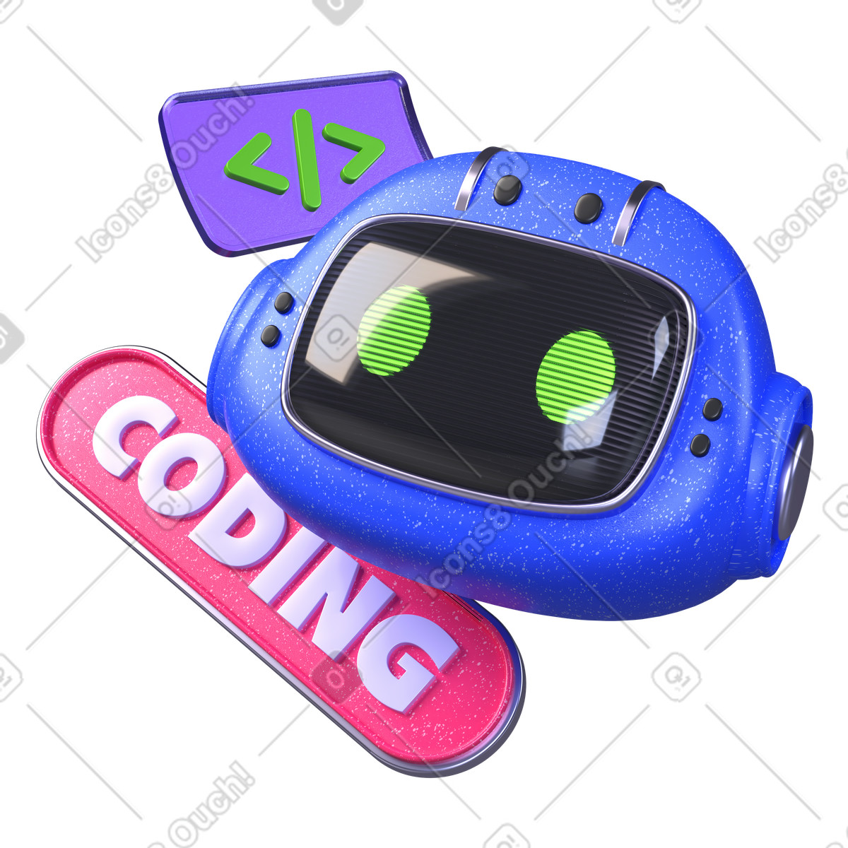 Chatbot and coding text illustration in 3D Boost style download in PNG, SVG