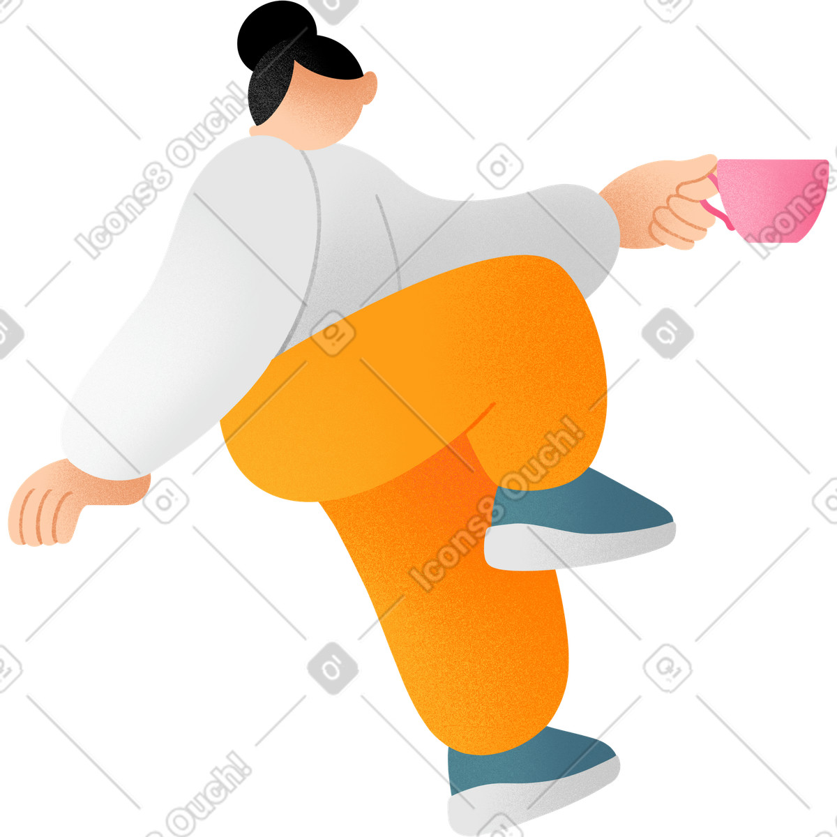 Illustration Jeune femme assise et buvant dans le style Joy à télécharger aux formats PNG, SVG