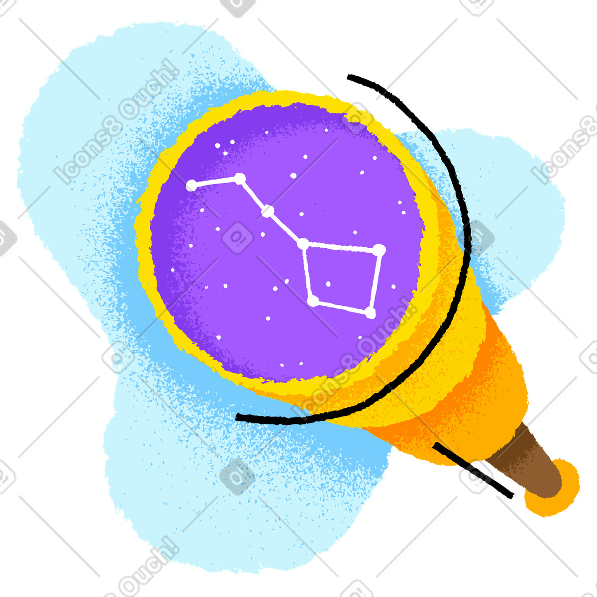 Searching something using telescope illustration in PNG, SVG