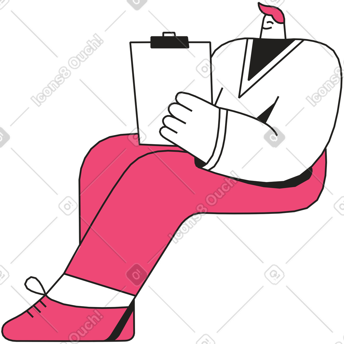 Uomo seduto con documenti illustrazione in stile Dazzle Line scarica in PNG, SVG