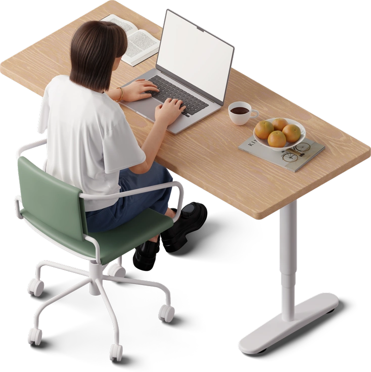 A person sitting at a desk with a laptop - 3D Hygge style illustration