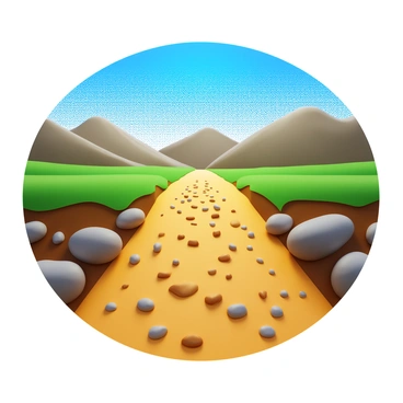 Footprints leading across a rugged landscape with rolling hills. The footprints are clear and well-defined at the beginning, gradually becoming less distinct as they progress. The ground under the footprints transitions from solid earth into scattered pixels, creating a visual effect of digital dissolution. The backdrop features a blend of grassy and rocky terrain, with a sky that shifts from clear blue at one edge to a pixelated pattern at the horizon.