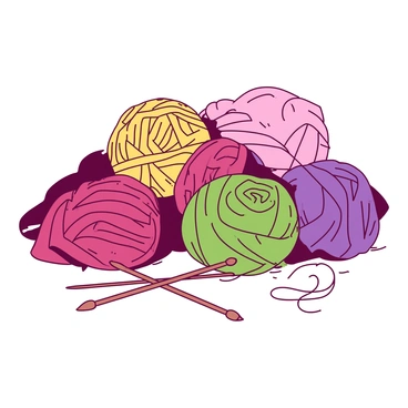 A cozy bundle of colorful yarn balls with knitting needles