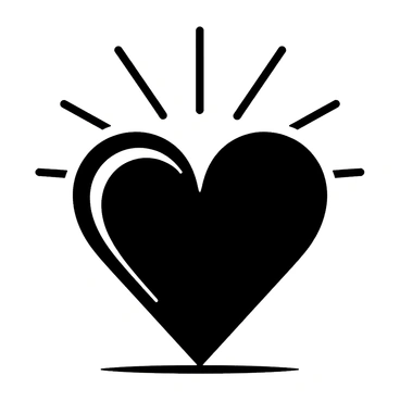 An icon of a heart with sunbeams radiating from it in all directions.