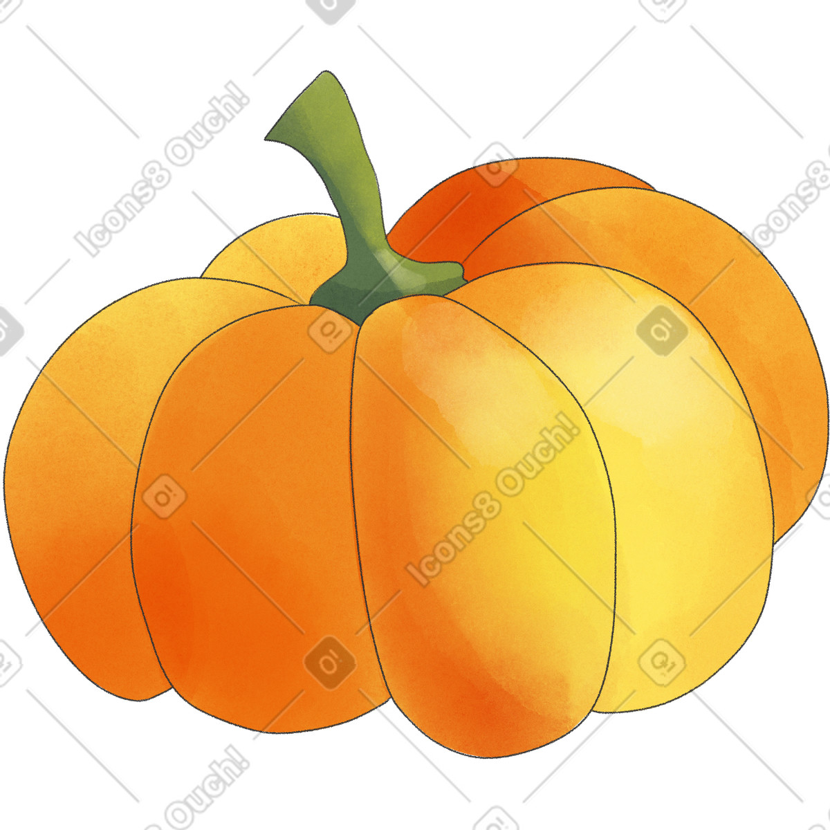 Orange pumpkin illustration in Seasons style download in PNG, SVG