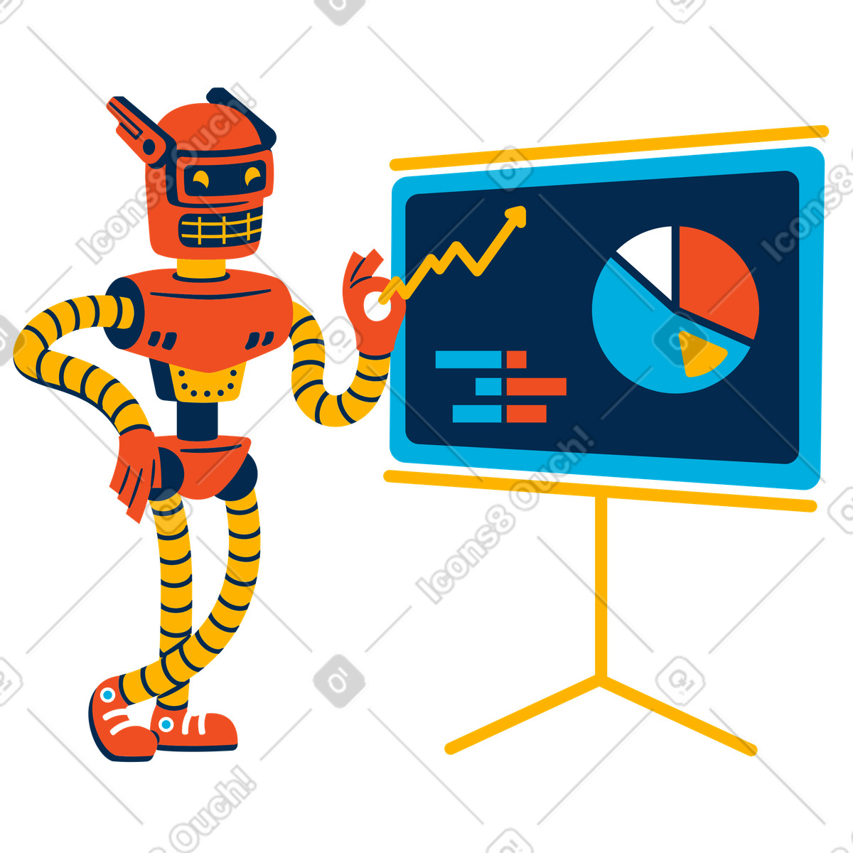 Financial analyst robot illustration in PNG, SVG