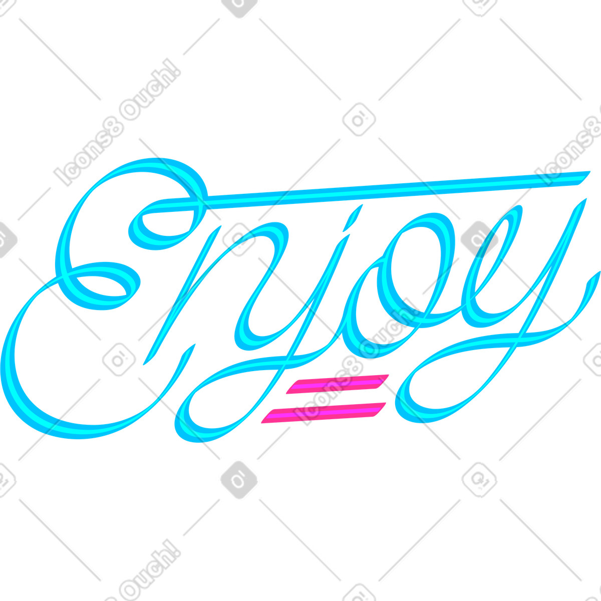 Ilustración Letras disfrutan texto de neón en estilo Lettering a descargar en PNG y SVG