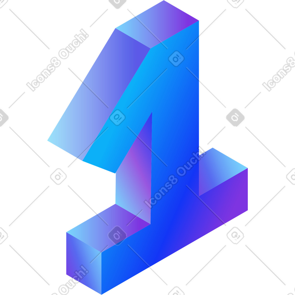 Nummer eins-Illustration im Hi-tech-Stil als Download in PNG, SVG