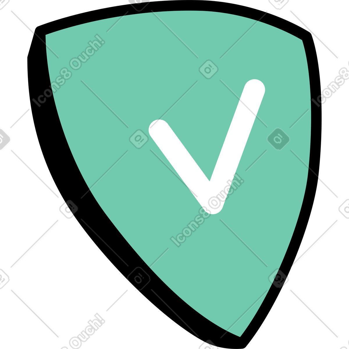 Notes 스타일의 확인 표시가 있는 방패 일러스트레이션 PNG, SVG 다운로드