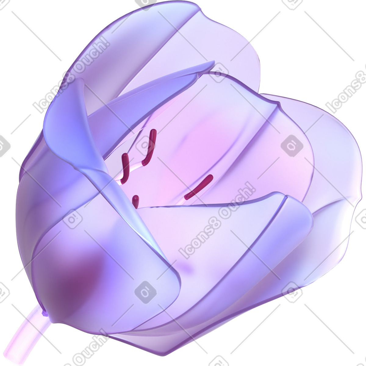 Abstrakte blume-Illustration im 3D Glassy-Stil als Download in PNG, SVG