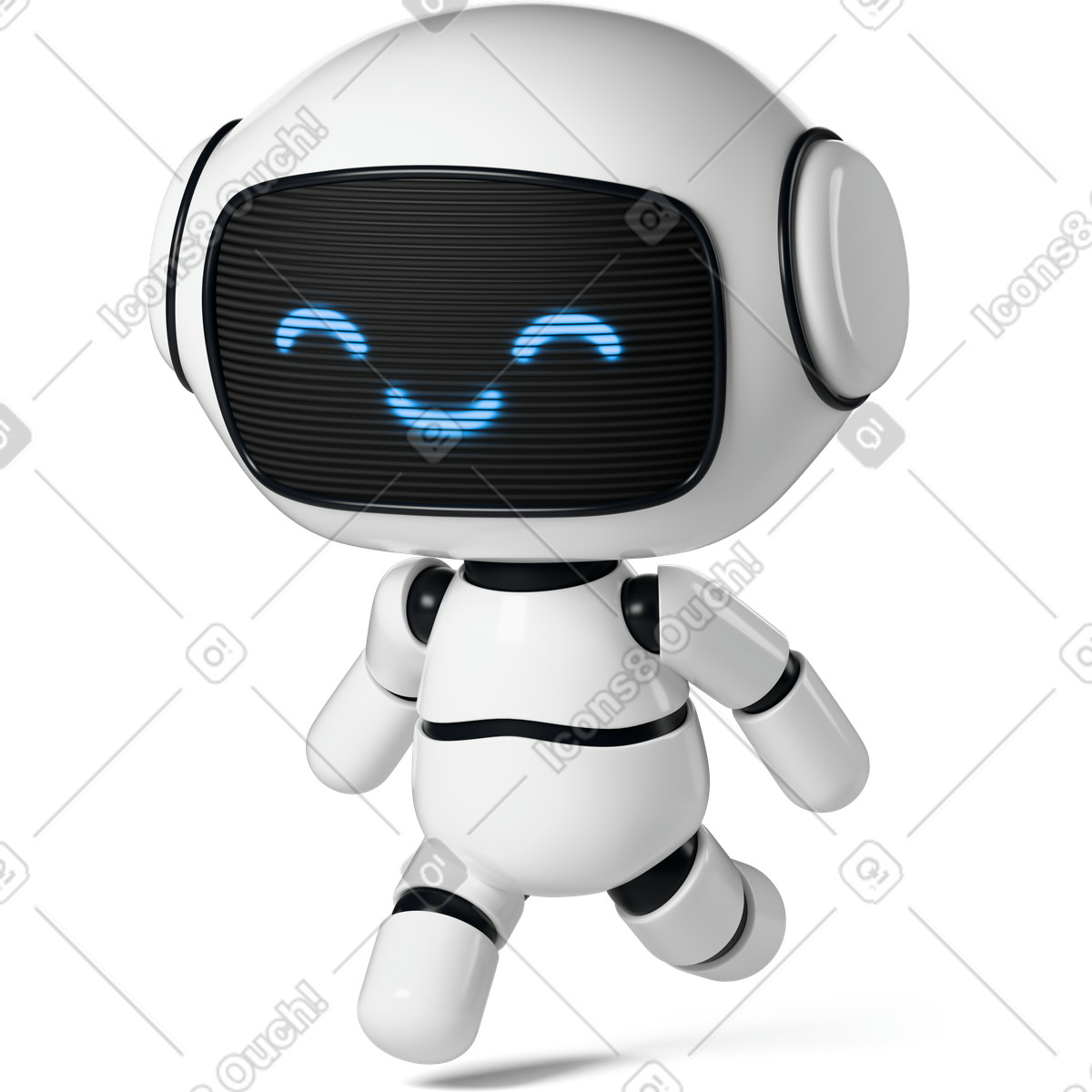下载 3D Business 风格的 可爱的机器人奔跑 动画插图，支持 GIF、Lottie （JSON）、AE 格式