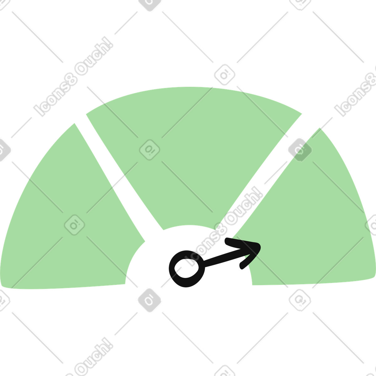 下载 Organic 风格的 Speedometer gauge needle pointing toward high performance level zone 插画，支持 PNG、SVG 格式