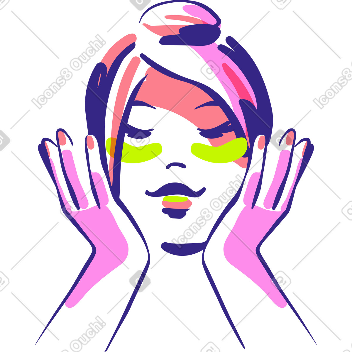 Viso con bende sugli occhi illustrazione in stile Glam scarica in PNG, SVG