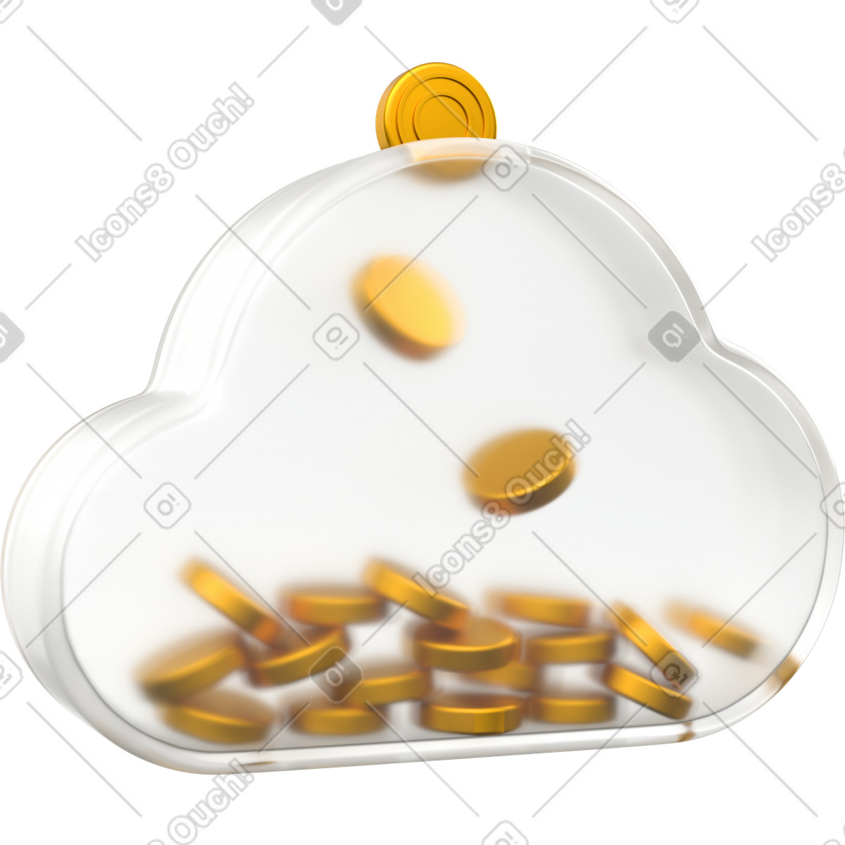 Ilustração de Cloud finance icon representing secure online savings and investment accounts em no estilo 3D Grid para baixar em PNG, SVG