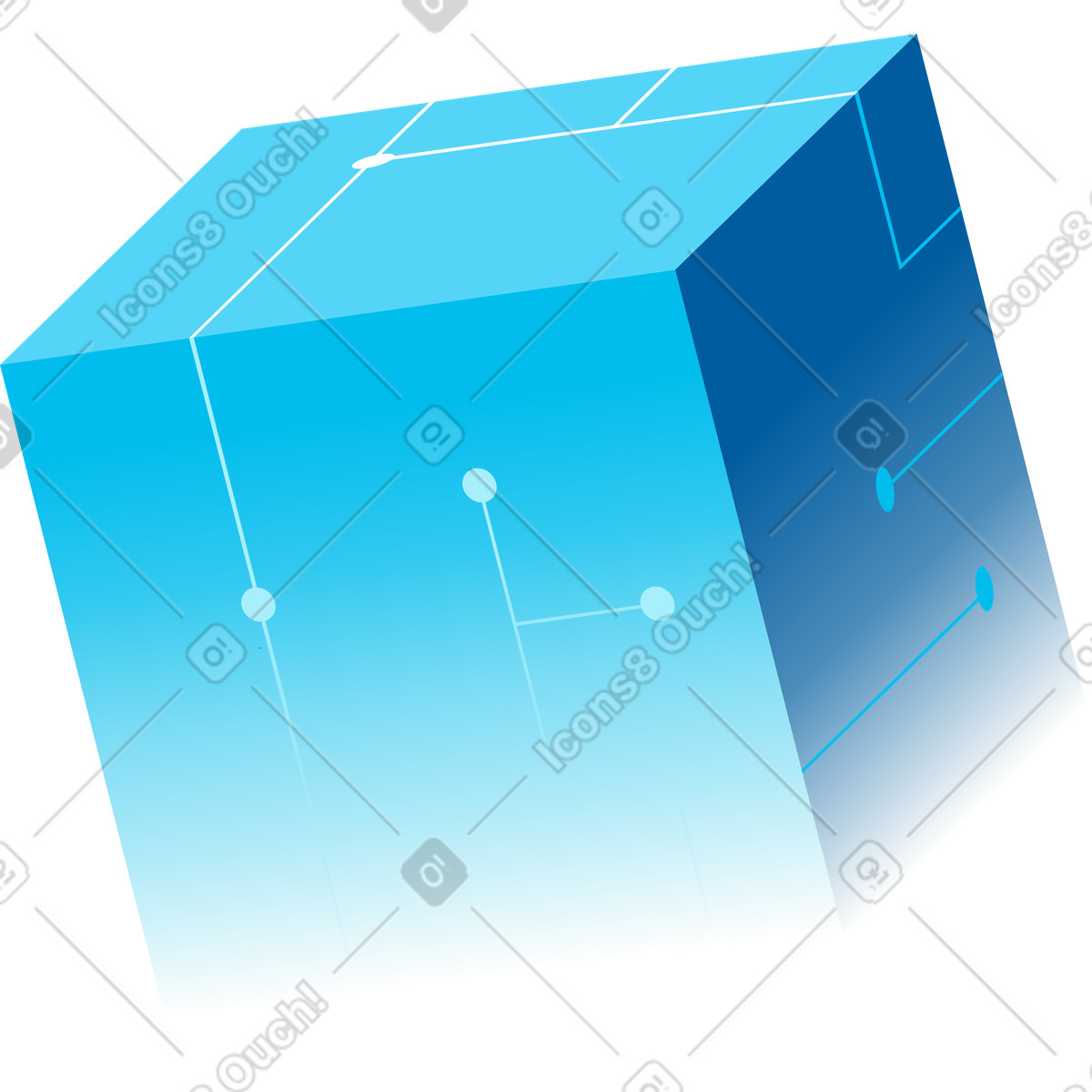Ilustración Cubo con circuitos integrados en estilo Icy a descargar en PNG y SVG