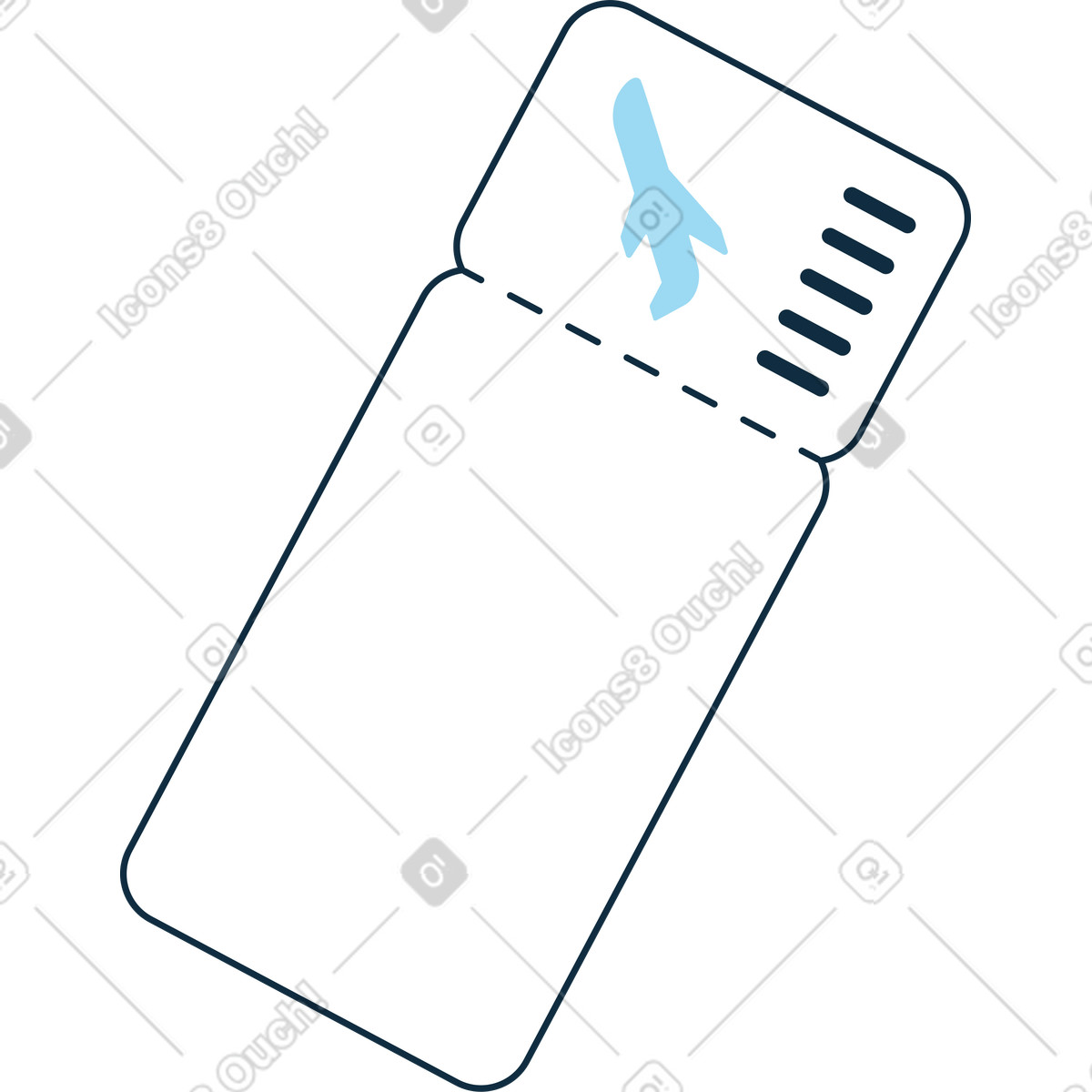 Flugticket-Illustration im Bubble gum-Stil als Download in PNG, SVG