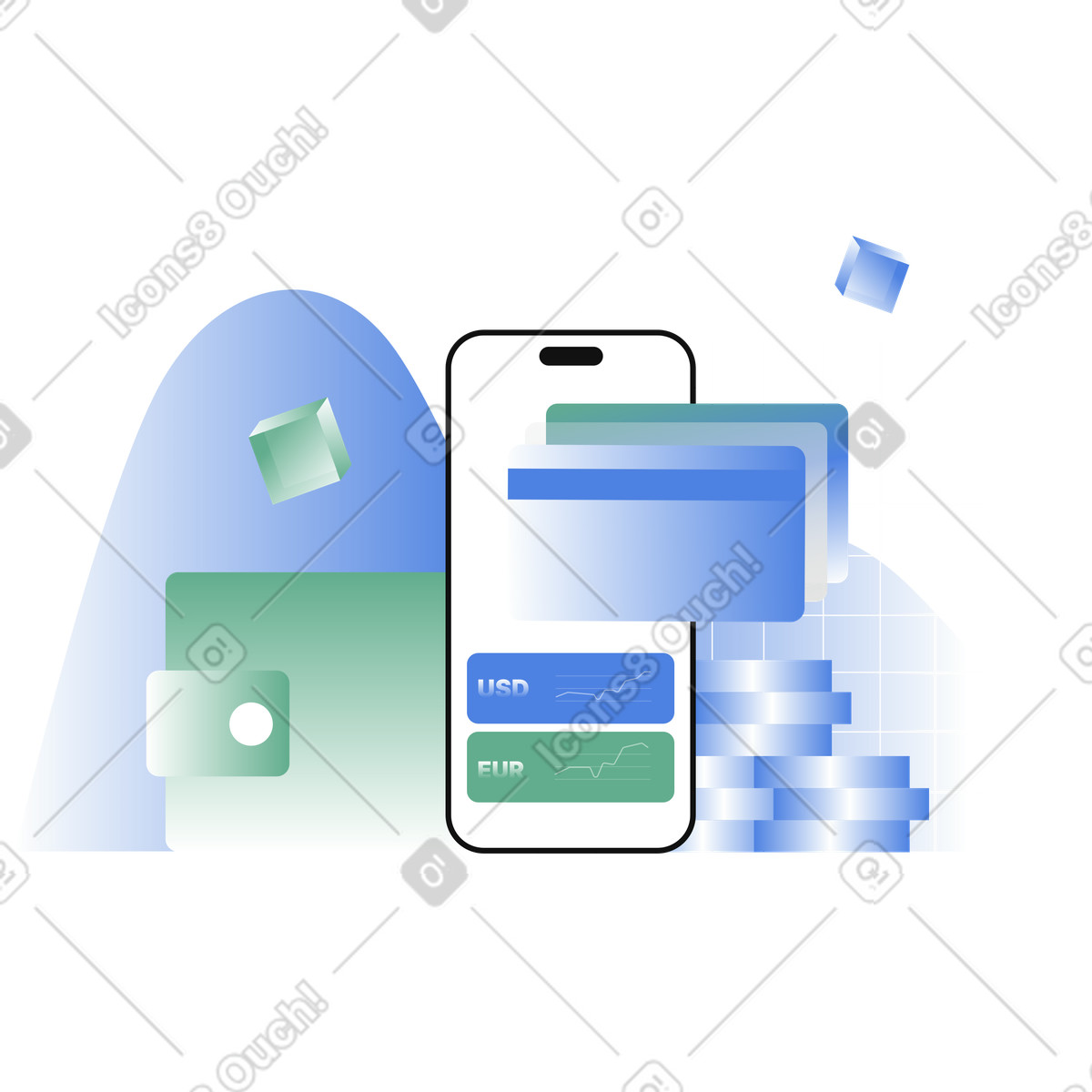 E-wallet for online mobile payment illustration in PNG, SVG