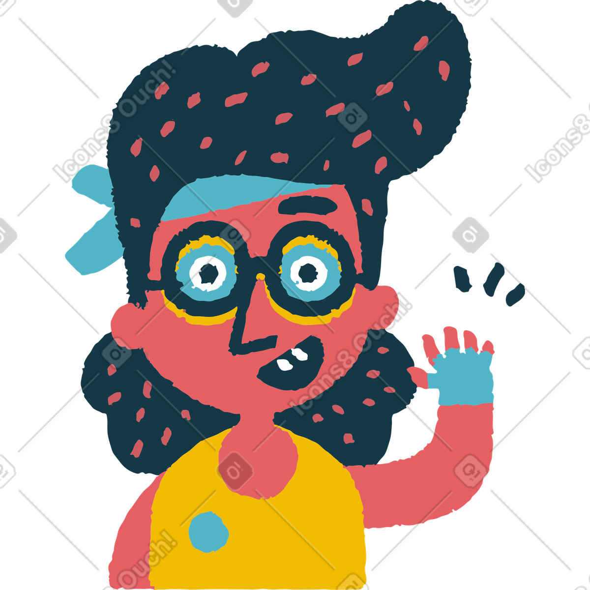 Illustration Femme souriante, agitant la main dans le style Flamenco à télécharger aux formats PNG, SVG