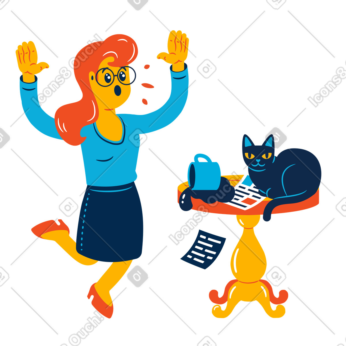 Damaged documents illustration in Flame style download in PNG, SVG