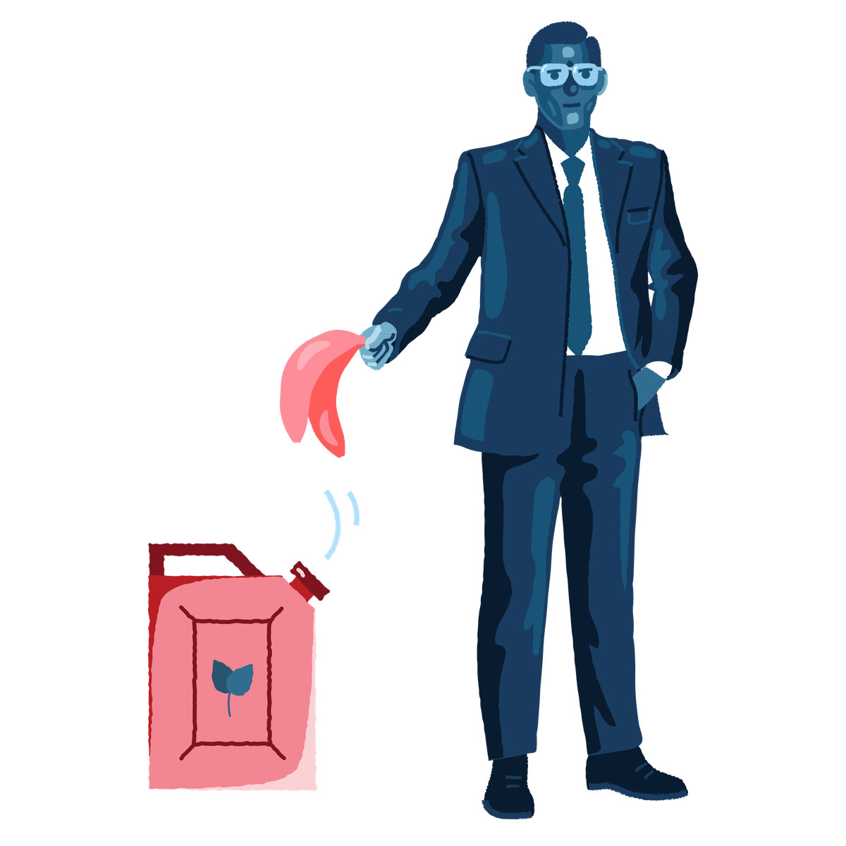 Man turning waste into biofuel illustration in Cherry style download in PNG, SVG
