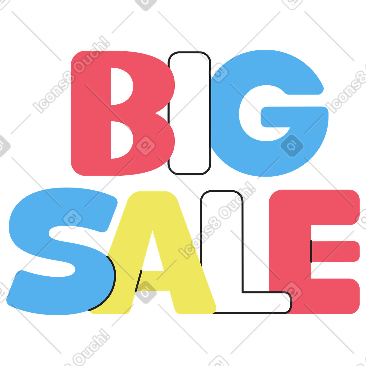 Illustration Lettrage grande vente dans le style Boba à télécharger aux formats PNG, SVG