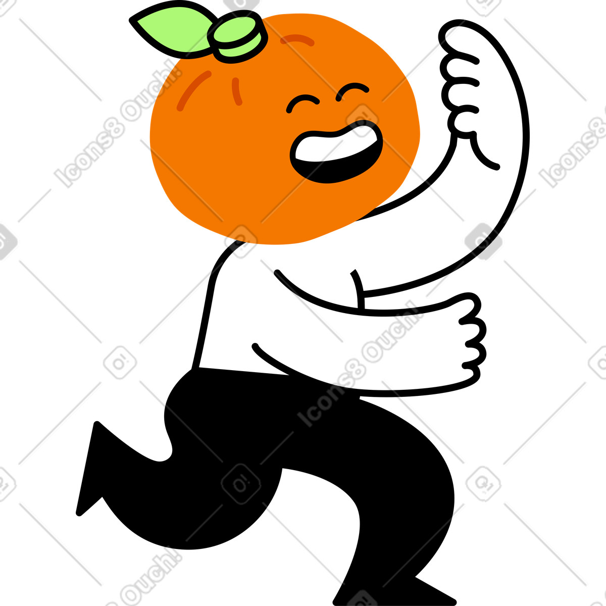 Personaggio con la testa di mandarino illustrazione in stile Giggle scarica in PNG, SVG