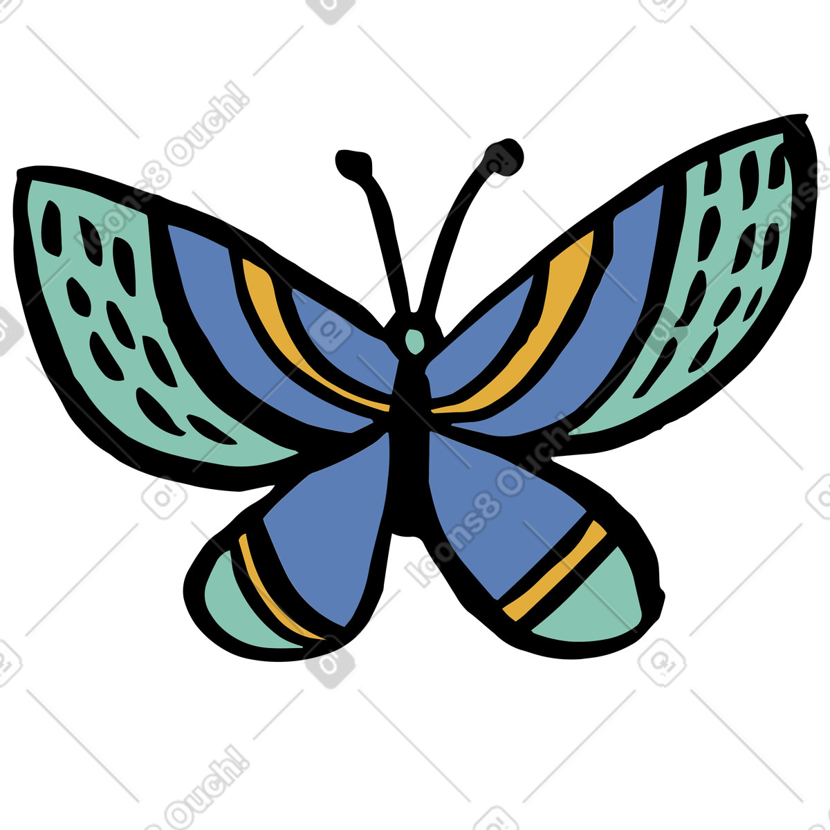 Farfalla illustrazione in stile Scandi scarica in PNG, SVG