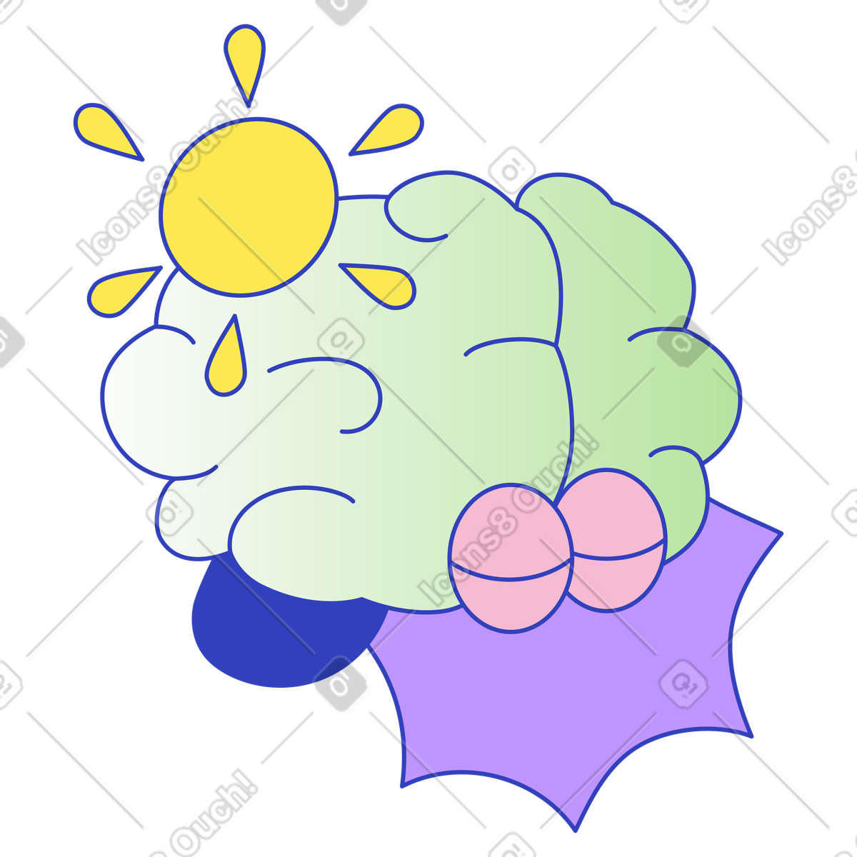 Mental wellbeing and emotional balance, Stress-free decision making, Business confidence and assurance illustration in Eyeful style download in PNG, SVG