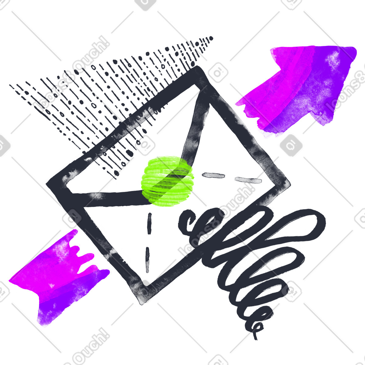 Inky 스타일의 Abstract mail envelope with dynamic motion, Email delivery and outgoing letter 일러스트레이션 PNG, SVG 다운로드