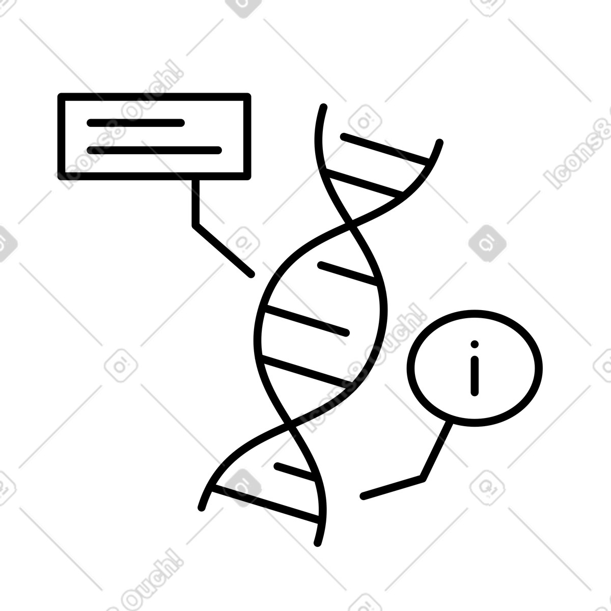 下载 Notion Line Art 风格的 Dna helix with information icon explaining genetic data structure basics 插画，支持 PNG、SVG 格式