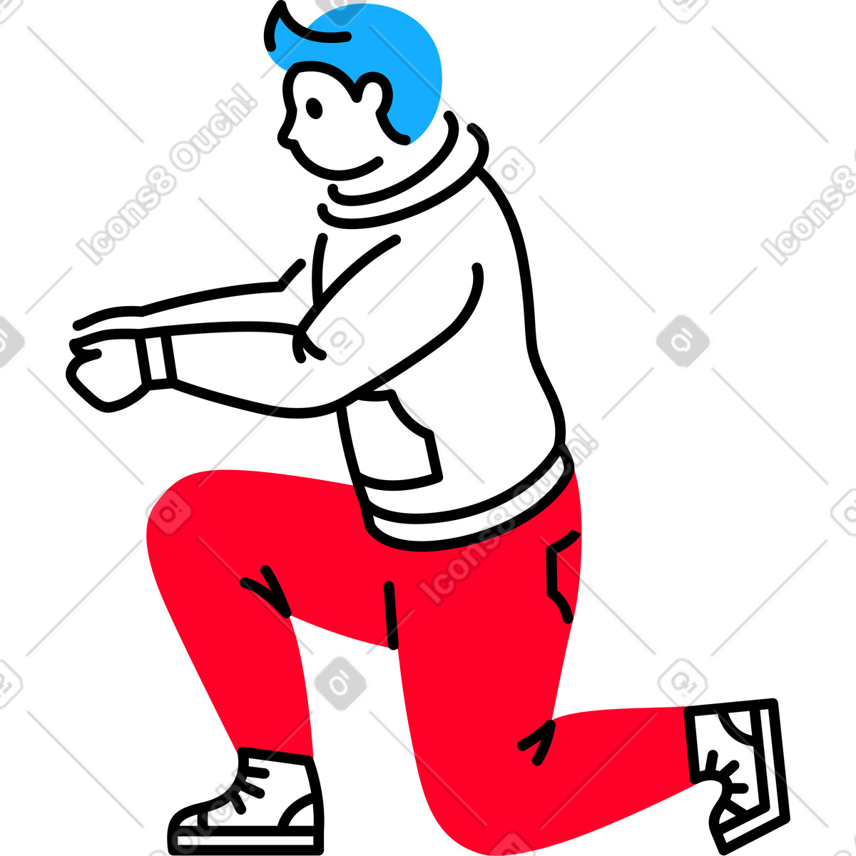 Man is on one knee and holding something illustration in Transistor style download in PNG, SVG