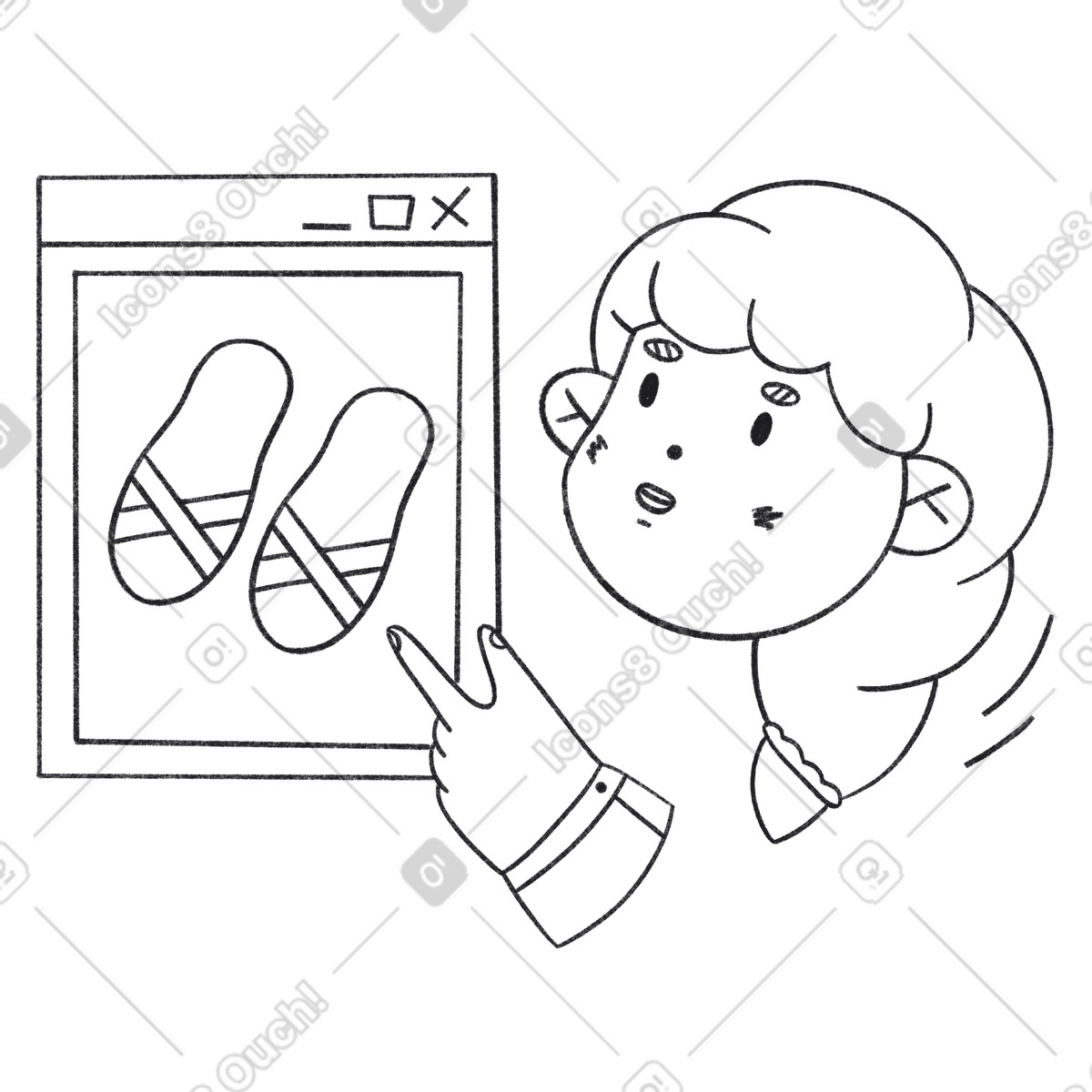 Buying shoes online, Internet purchase or online store illustrazione in stile Bonbon Line scarica in PNG, SVG
