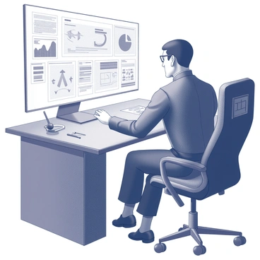 A detective is seated at a sleek, modern desk in a high-tech office. The detective is focused on a large holographic screen displaying various digital interfaces and data streams. The office features futuristic elements, such as metallic surfaces, ambient lighting, and advanced gadgets scattered throughout. The detective is wearing a sophisticated outfit, incorporating functional accessories. The scene captures the intensity of the detective's work as they interact with the holographic display, manipulating the information with precision.