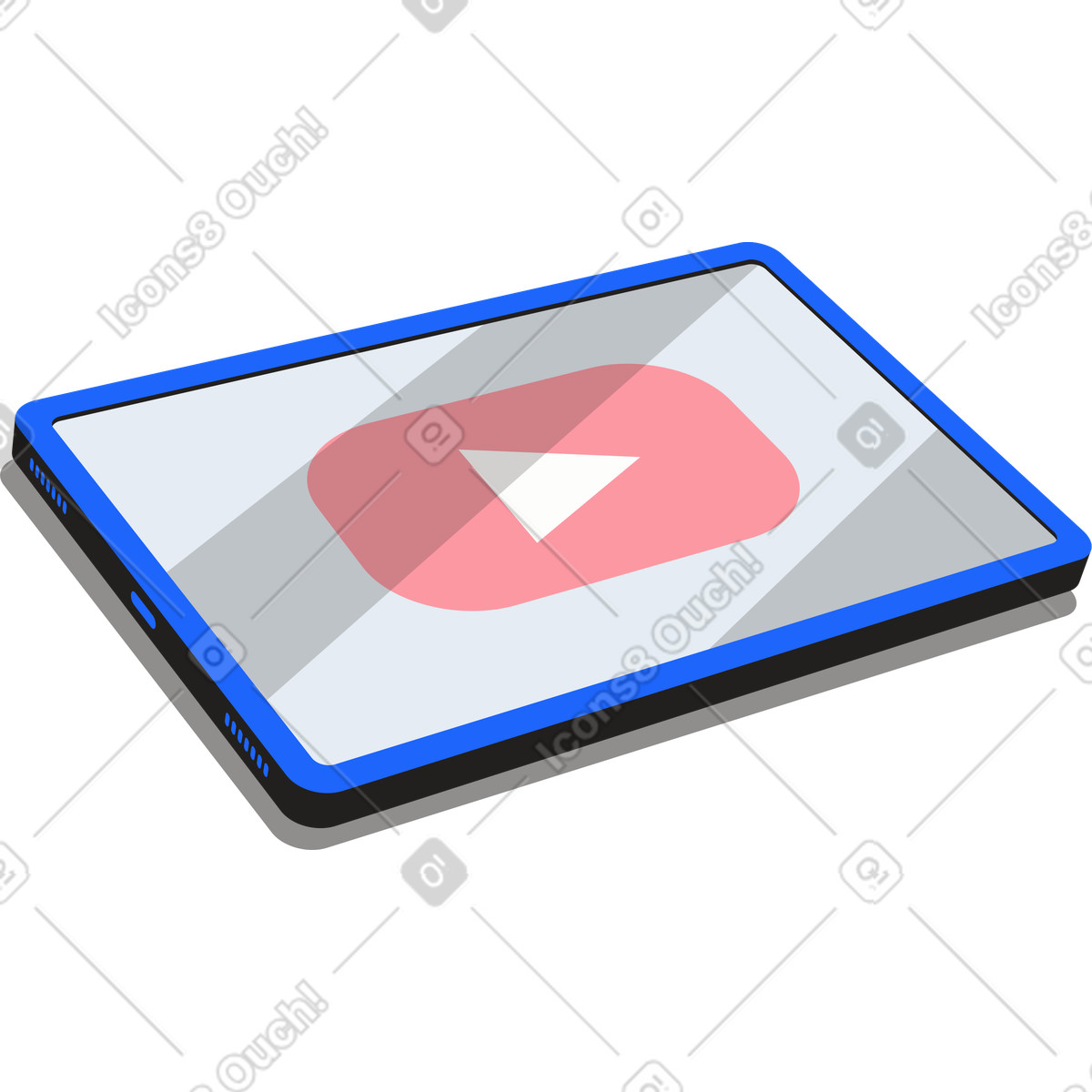 Иллюстрация Планшет с иконкой youtube на экране в стиле Editorial — скачать в форматах PNG, SVG