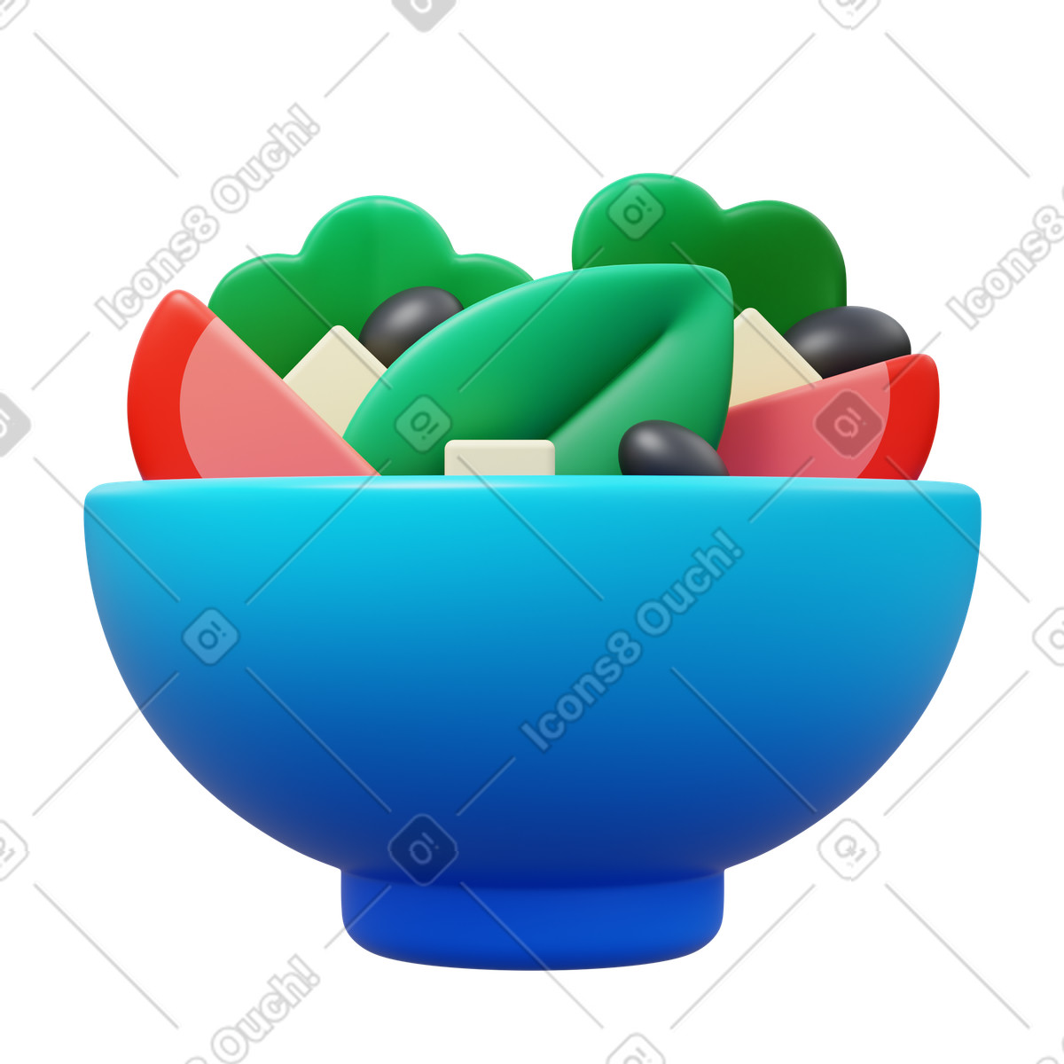 3D Fluency スタイルの Greek salad のイラストをPNG、SVG形式でダウンロード