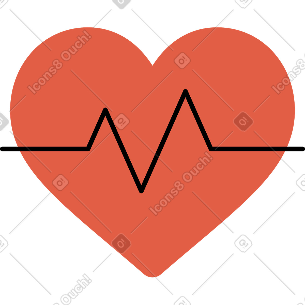 Ilustração de Coração com eletrocardiograma em no estilo Flat para baixar em PNG, SVG