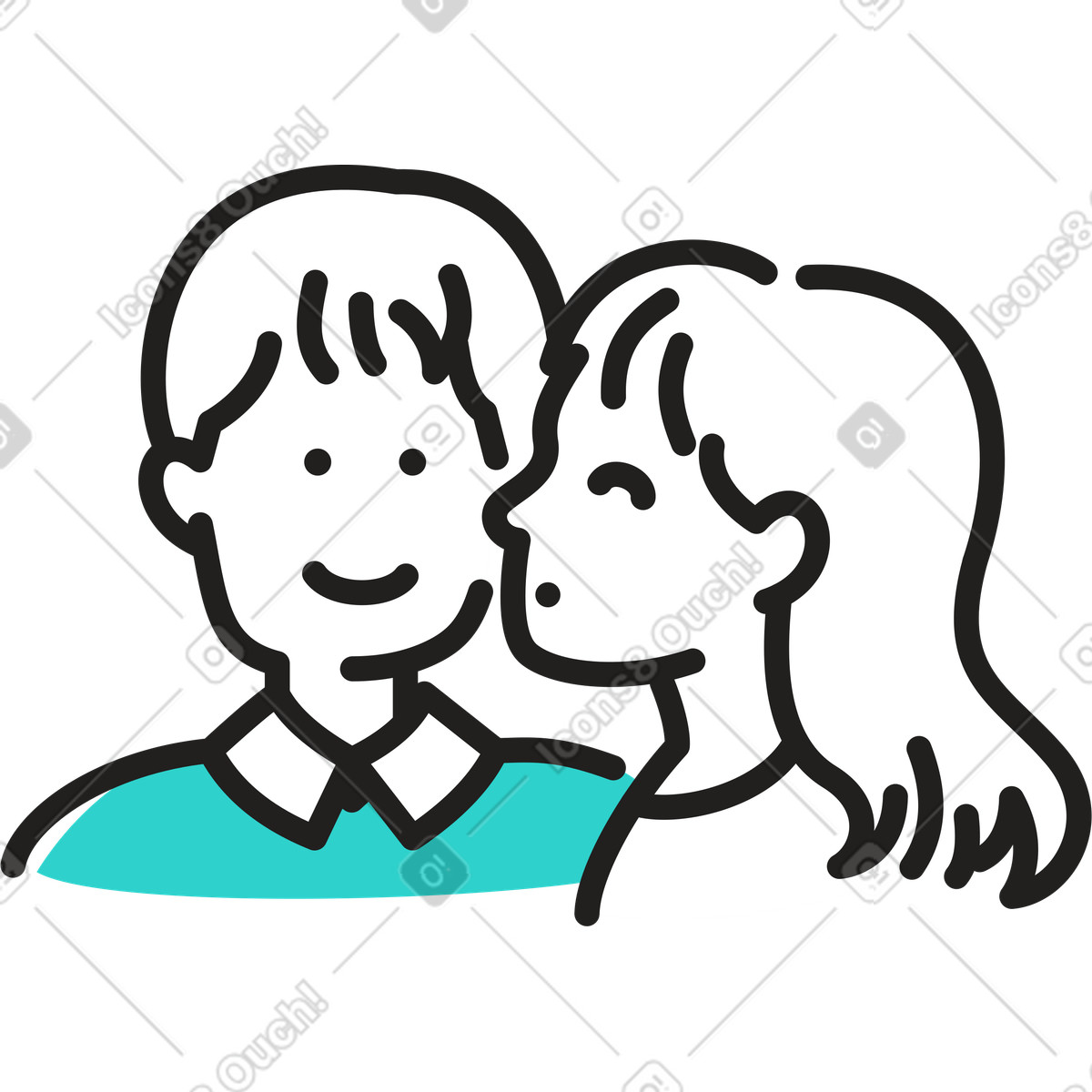 Woman kissing man on the cheek illustration in Little style download in PNG, SVG