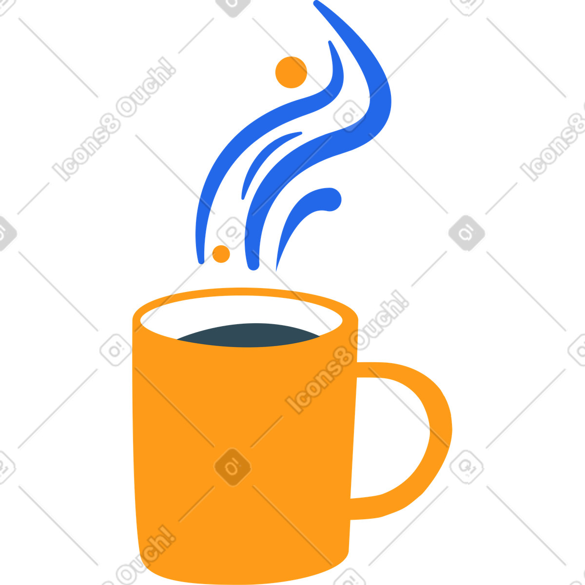 Hot coffee in mug illustrazione stile Kingdom scarica PNG, SVG