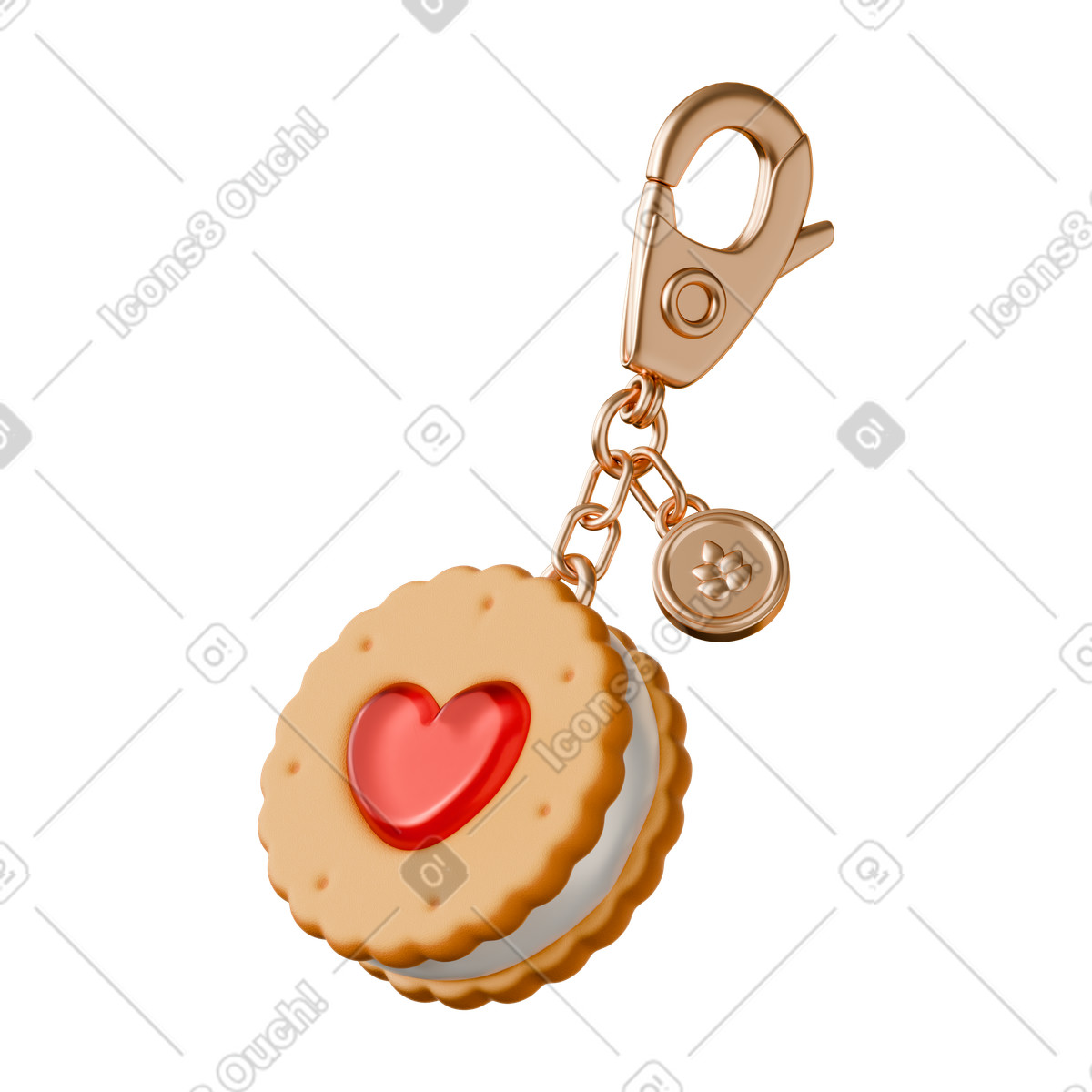 Round cookie keychain illustration in 3D Stickle style download in PNG, SVG
