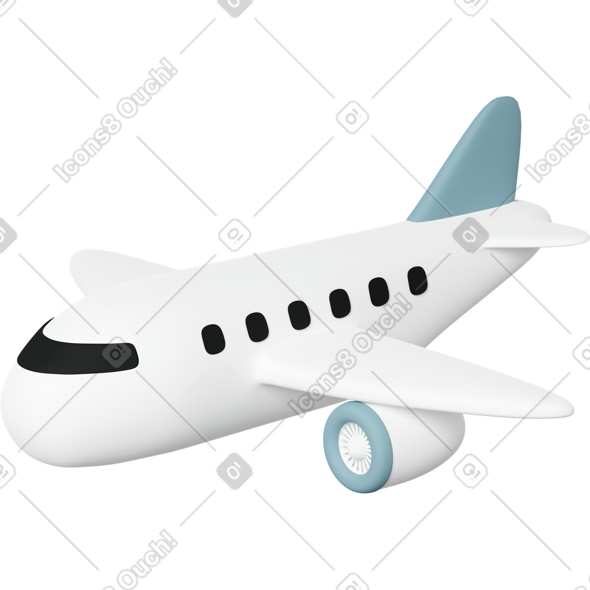 Airplane illustrazione in stile 3D Casual life scarica in PNG, SVG