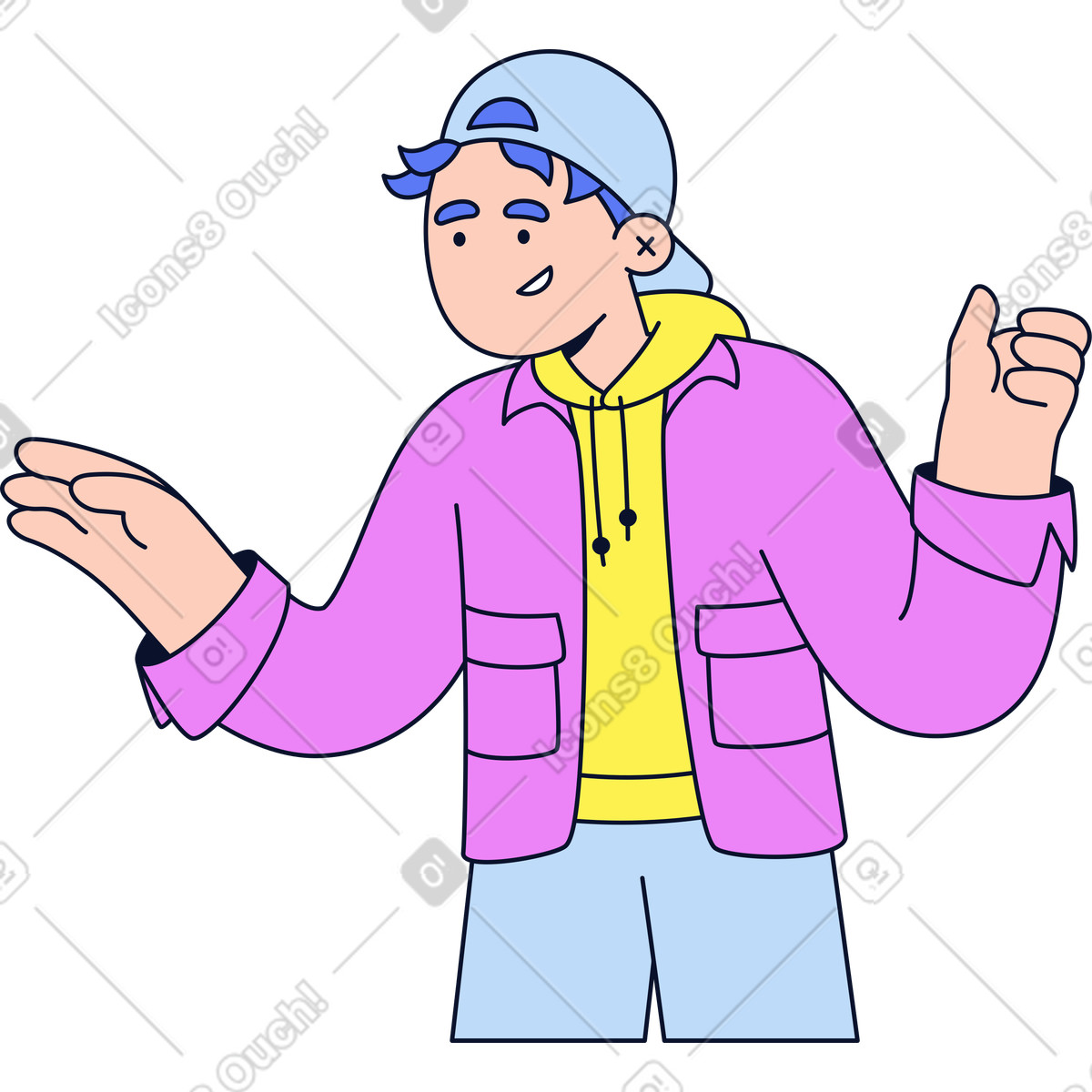 Flexy スタイルの 手に何かを持っている男性 のイラストをPNG、SVG形式でダウンロード