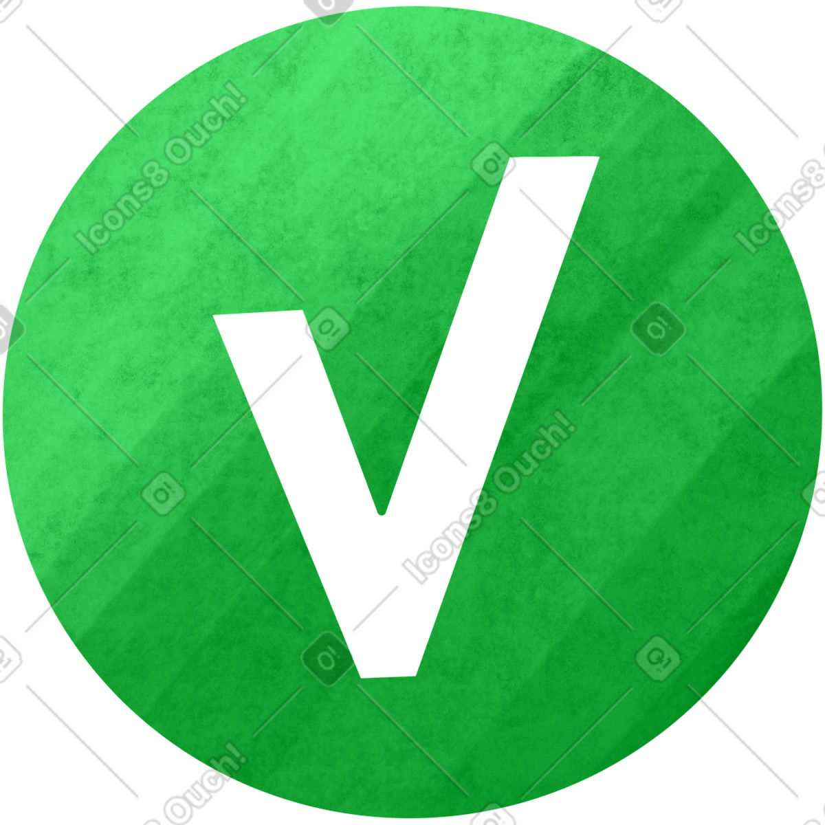 Check mark in the green circle illustration in PNG, SVG