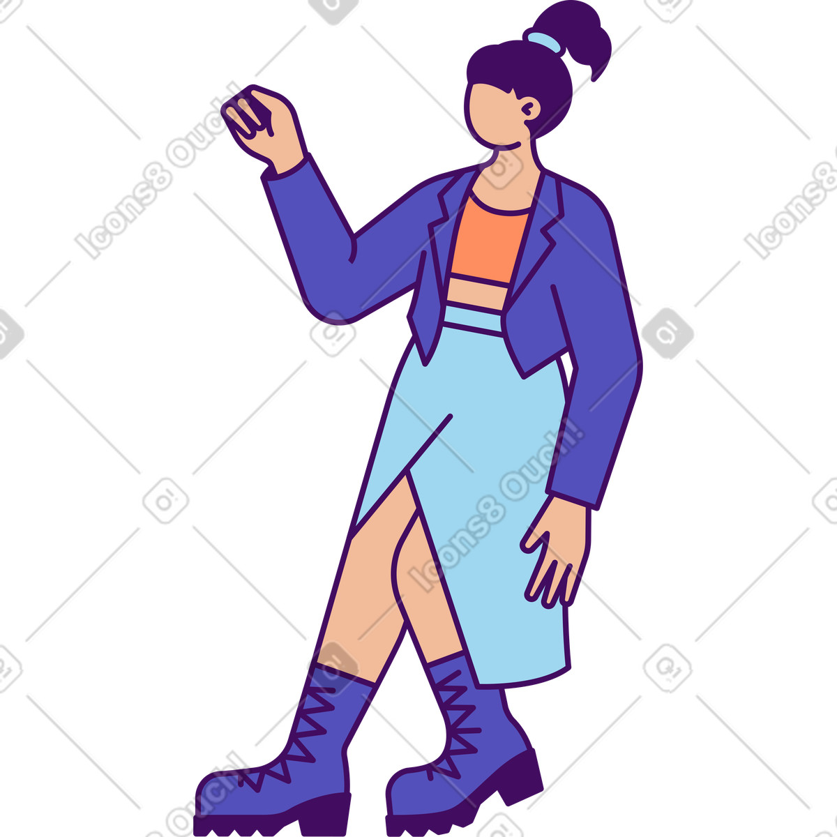 Woman holding something in her hand illustration in Simplistic style download in PNG, SVG