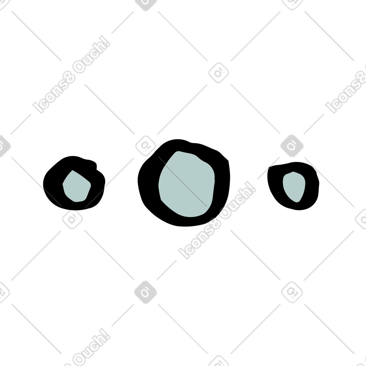 Three blue dots illustration in Scandi style download in PNG, SVG
