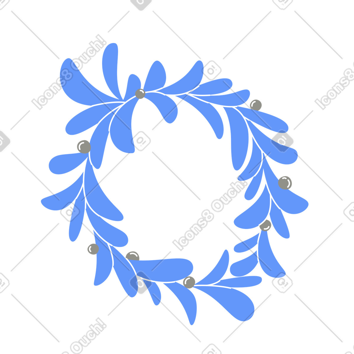 Corona navideña azul con bayas, decoración navideña y decoración invernal. illustration in PNG, SVG