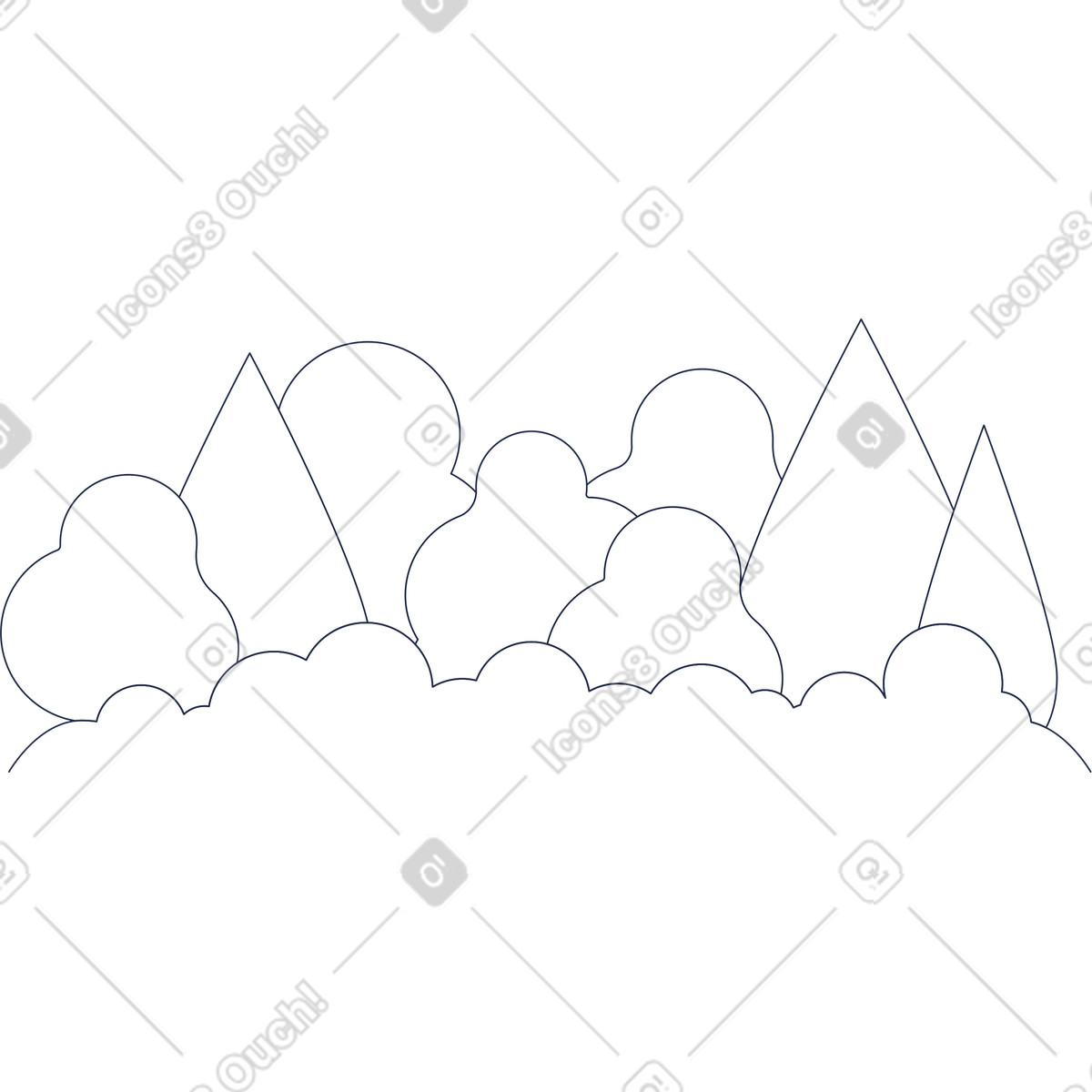 Linea di fondo della foresta illustrazione animata in stile Urban Line scaricabile in GIF, Lottie (JSON), AE