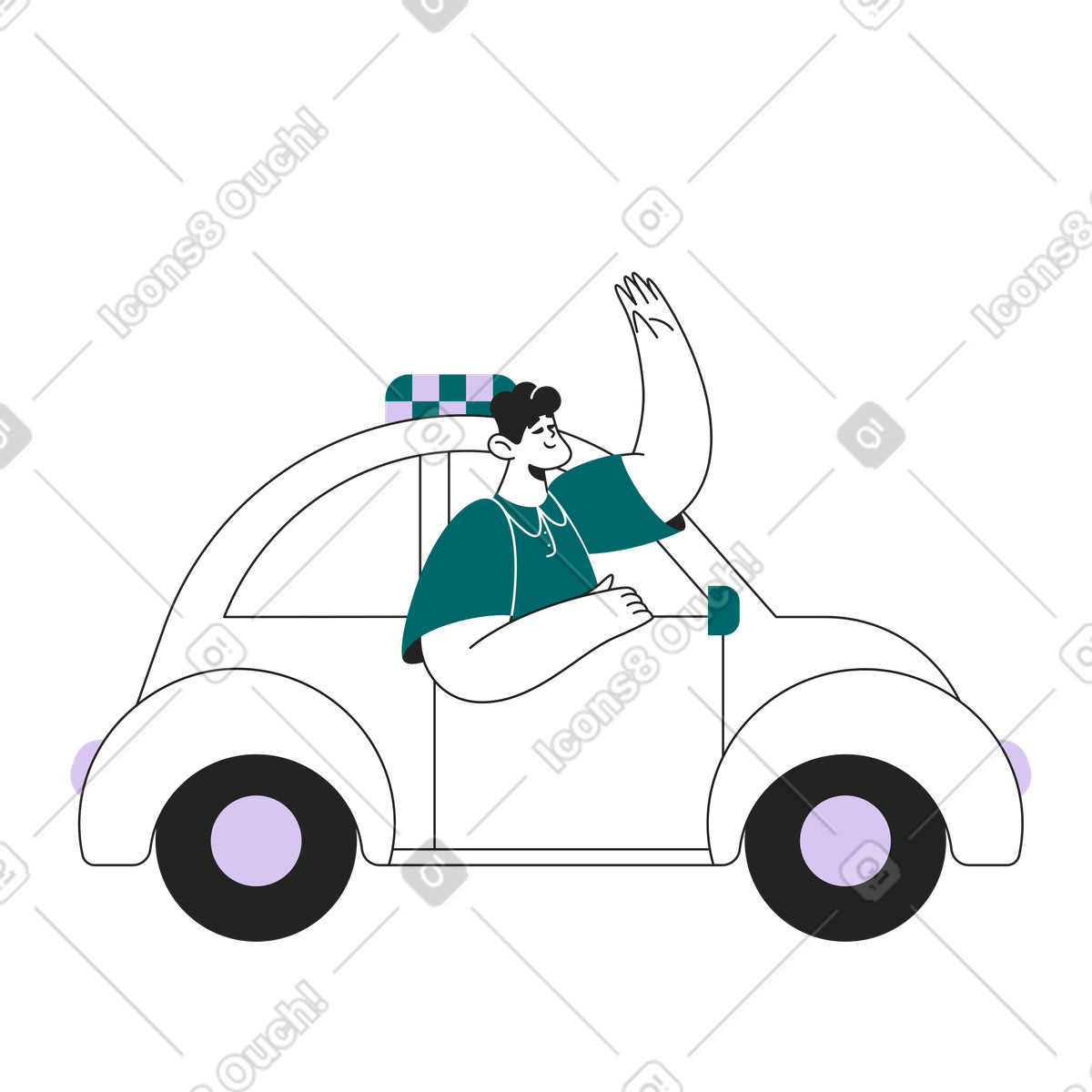 Driver in a cab illustration Sammy Line style download PNG, SVG
